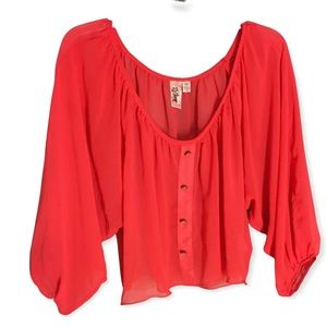 Tantrum Apparel Pink Long Sleeve cropped Top  Sz M